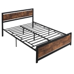 HOMCOM King Size Metal Bed Frame with Headboard & Footboard, Strong Slat Support Full Bed Frame w/ Underbed Storage Space, Bedroom Furniture For Adults