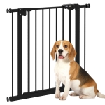 PawHut 74-80cm Extendable Dog Gate, Metal, Wide Adjustable Black