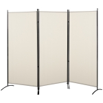 HOMCOM Paravan interior cu 3 panouri, separeu pliabil pentru spatii din metal si poliester, 253x50x182cm, bej