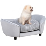 PawHut Dog Sofa for XS and S-Size Dogs, Pet Couch with Thick Sponge Padded Cushion, Cat Lounge Bed with Washable Cover, Wooden Frame