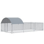 PawHut Gard de Exterior din Otel pentru Gaini  570x280cm, Cotet pentru Iepuri si Rate cu Folie de Acoperire din PE Anti-UV