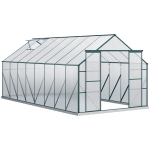 Outsunny Sera din aluminiu kit sera de gradina walk-in din policarbonat cu ventilatie 244 x 500 x 216cm, Transparenta