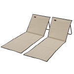 Outsunny Opvouwbare Ligstoel met Verstelbare Rugleuning, Zijvak, Zachte Bekleding, Stalen Frame, Beige, 142x51x40cm