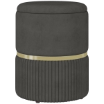 HOMCOM Pouf tabouret repose-pied coffre de rangement en velours côtelé 36 x 36 x 44 cm pour salon chambre gris