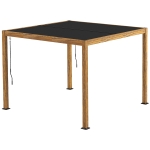 Outsunny Tuinpaviljoen met lamellendak, handkruk, aluminium/hout, 3x3m, zwart/natuur