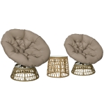 Outsunny Tuinmeubelset 3-delig, Bistroset - Weerbestendig - Afneembare kussens - 85 cm x 70 cm x 82 cm - Natuurlijk + Lichtbruin