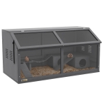 PawHut Knaagdierkooi met accessoires, sparrenhout, 100 cm x 52 cm x 50 cm, Grijs