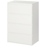 HOMCOM Witte Ladekast, Hoogglans, 4 Lades, 55 cm x 33 cm x 80 cm