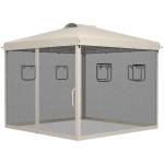 Outsunny Opvouwbare paviljoen met verstelbare hoogte, netgordijnen, draagtas, metalen frame, 3 x 3 x 3 m, Beige