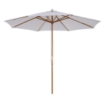 Outsunny 3(m) Garden Parasol, Pulley Operated Patio Umbrella, Wooden Table Market Umbrella with Rope Pulley Mechanism and 8 Ribs, White