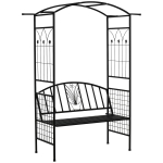 Outsunny Steel Frame Outdoor Garden Arch w/ 2-Seater Bench Flower Climber Black