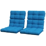 Outsunny 2-Piece Seat Cushion Replacement with Backrest, Garden Patio Chair Cushions Set with Ties, Blue