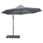 Outsunny Ampelscherm Parasol Tuinscherm, inclusief kruisvoet, weerbestendig, 292 cm x 292 cm x 247 cm, Grijs