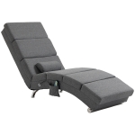 HOMCOM Massagestoel Relaxstoel Ligstoel 8 vibratiepunten, 5 modi, 8 vibratiepunten, 56 x 168 x 84 cm, Grijs