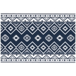 Outsunny Terrasvloerkleed voor buiten, weerbestendig, modern ontwerp, 182 cm x 274 cm x 0,3 cm, zwart + wit