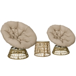 Outsunny Zestaw Bistro Balkonowy Zestaw Tarasowy, odporny na warunki atmosferyczne, zdejmowane poduszki, 85 cm x 70 cm x 82 cm, Naturalny + Jasnobrązowy