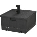 Outsunny Stojak pod parasol 3 w 1, Stolik boczny, Skrzynka na kwiaty, do 80 kg piasku, odporny na warunki pogodowe, Czarny