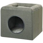 PawHut Jaskinia dla kotów, domek dla kotów z dwoma poziomami, łóżko dla kotów z poduszką, domek dla psów dla kotów do 5 kg, 36,5 x 36,5 x 33 cm, zielony
