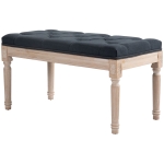 HOMCOM Tapicerowana ławka w stylu vintage, ławka do sypialni z guzikami, wykończona w lnianej fakturze, wytrzymała do 120 kg, 80x40x43cm, kolor ciemnoszary