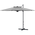 Outsunny Ø3 m Zweefparasol, kantelbaar, draaibaar, handmatig bedienbaar, windkap, metalen mast, donkergrijs