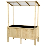 Outsunny Houten verhoogde plantenbak met dak, afwateringsgaten, voering van vliesdoek, weerbestendig, sparrenhout, 110x60x152 cm