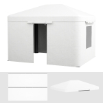 Outsunny Zestaw zastępczy dachu do ogrodowego pawilonu z 2 ściankami bocznymi, wodoodporny pokrowiec zastępczy do pawilonu ogrodowego, namiotu ogrodowego, biały