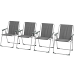 Outsunny Opvouwbare tuinstoel campingstoel, 53 cm x 54 cm x 76 cm, Blauw + Zilver