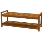 Outsunny Tuinbank voor 2 personen, met opbergplank, van acaciahout, latten zitting, 118 x 40,5 x 46 cm, teak