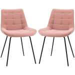 HOMCOM Zestaw 2 krzeseł do jadalni, fotele akcentowe, krzesła kuchenne, design retro, aksamit, 50 cm x 61 cm x 79 cm, Różowy