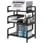 HOMCOM 3-Tier Printer Stand with Storage Shelves, Printer Table, 55 x 40 x 77cm Printer Shelf for Home Office, Study, Black