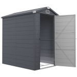 Outsunny IE Located 4 x 6ft Plastic Garden Storage Shed - Foundation Kit Included, Polypropylene Outdoor Storage Tool House with Ventilation Slots and Lockable Door, Grey