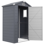 Outsunny IE Located 4 x 3ft Plastic Garden Storage Shed - Foundation Kit Included, Polypropylene Outdoor Storage Tool House with Ventilation Slots and Lockable Door, Grey