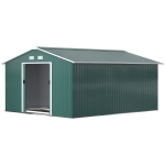 Outsunny Garden Shed Storage 12ft x 11ft Large Steel Metal Storage Shed Sliding doors Green