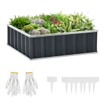 Outsunny Pat de Gradina Inaltat din Otel, Baza Deschisa si Asamblare fara Utilizarea Sculelor, 90x90x30cm