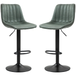 HOMCOM Set of Two Retro Tub Bar Stools - Green