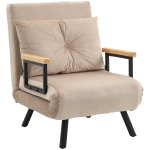 HOMCOM Fotel relaksacyjny, fotel do spania z aksamitu, funkcja leżanki, aksamit, 63 cm x 73 cm x 81 cm, Beżowy