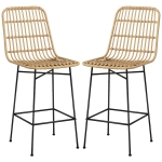 HOMCOM Taborety Barowe Styl Boho, Plecionka PE-Rattan, 45 x 53,5 x 105 cm, Żółty + Czarny