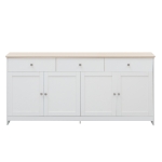 Credenza con Venatura del Legno Bianco, Quattro Ante e Tre Cassetti, Stile Rustico per Soggiorno e Sala da Pranzo, color Legno e Bianco