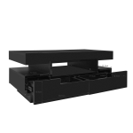 Mesa de Centro com Iluminação LED Integrada e 4 Gavetas 80x50x36 cm Preto