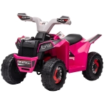 HOMCOM Elektrische Kinderquad, 2,5 km/u, Voor- & Achteruitgang, voor 18-36 Maanden, Roze