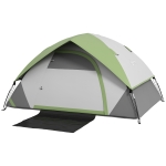 Outsunny Cort de Camping cu 3 Locuri, Geam din Plasă și Cârlig Felinar, Cort de Camping din PE, 270x210x150 cm, Verde