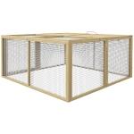 PawHut Klatka dla małych zwierząt, klatka dla królików, z otwieranym dachem, drewno jodłowe, 120x120x57 cm, Naturalny