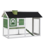 PawHut Rabbit Hutch Wood Bunny Cage for Outdoor Indoor w/ Pull Out Tray Run Box Ramp