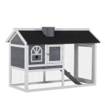PawHut Rabbit Hutch Wood Bunny Cage for Outdoor Indoor w/ Pull Out Tray Run Box Ramp