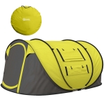 Outsunny 4-5 Person Pop-up Camping Tent Family Tent w/ 2 Mesh Windows & PVC Windows Portable Carry Bag for Outdoor Trip, Yellow