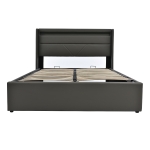 Cama de Matrimonio con Canapé Abatible Luces Led y Control Remoto Estructura Acolchada 140x200 cm Gris