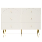 Cassettiera Elegante con 6 Cassetti, Ideale per Camera da Letto e Tutti gli Ambienti, Bianco Crema