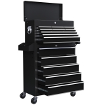 HOMCOM 19 Drawer, Two-Part Tool Storage Chest on Wheels - Black