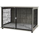 PawHut 46.46'' Dog Crate Furniture End Table w/ Plush Washable Cushion, Lockable Door, for Extra Large Dogs