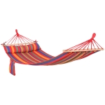 Outsunny Cotton Hammock Soft Portable Swing Sleeping with Headrest & Side Pocket - Deluxe Swing Chair for Beach, Yard, Bedroom, Patio, Porch, Indoor, Outdoor, 270 x 80 cm